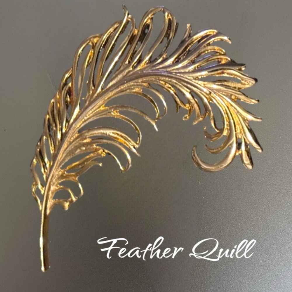 Emma Page Goldtone Feather Quill Brooch